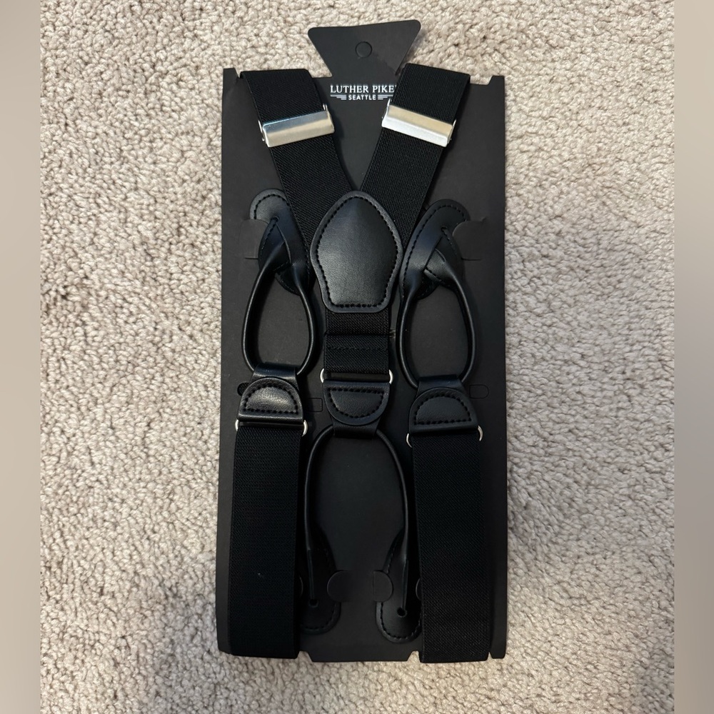 Luther Pike Black Suspenders
